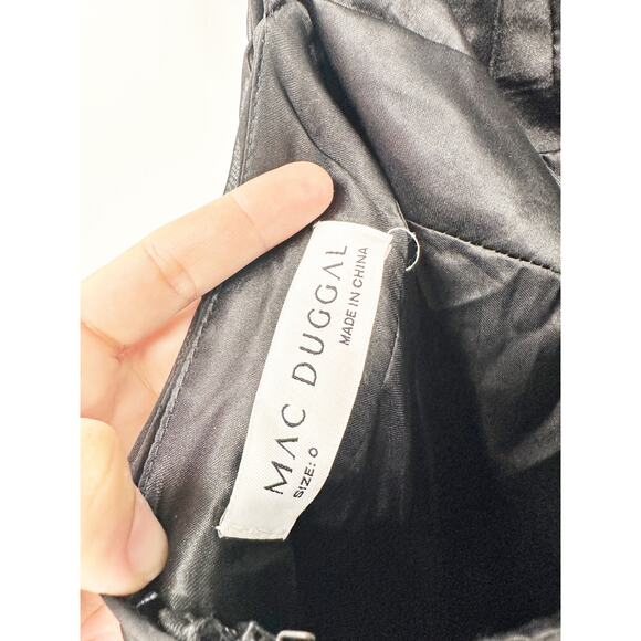 MAC DUGGAL 67989 Black Asymmetrical Hem Lace Up Gown Size 0 - Picture 7 of 7